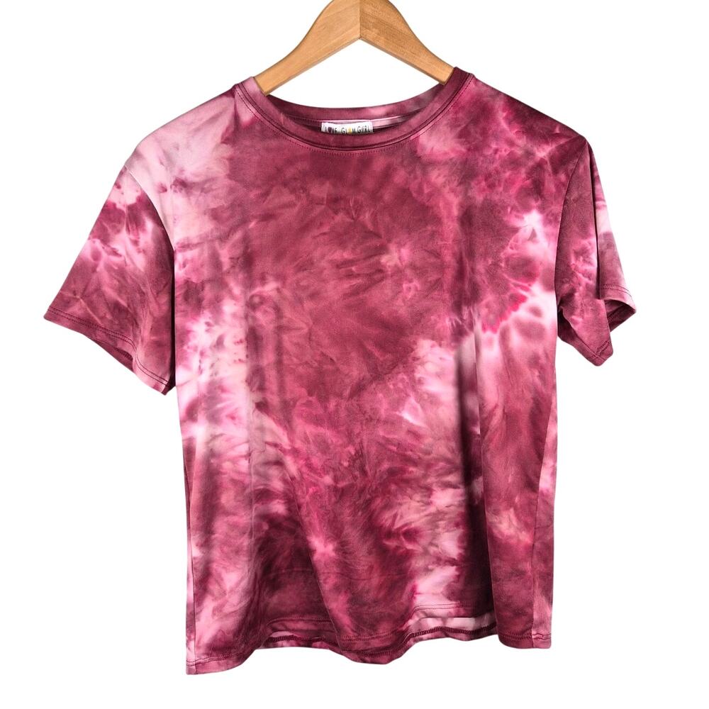 NWT Love Glam Girl Stitch Fix Short Sleeve Tie Dye Boxy Tee Shirt Burgundy XL